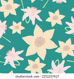 Vector floral sin fisuras en colores pastel. Flores primaverales
