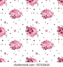 Floral vector seamless pattern with pink flowers