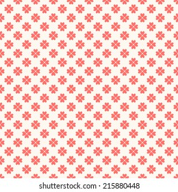 Floral vector seamless pattern. Red and white shabby colors. Endless texture can be used for printing onto fabric and paper or scrap booking. Flower abstract shape with heart.