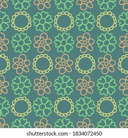 Floral vector seamless pattern for shirt, panties, tank top or swimsuit, underwear, bedding, blanket or pillow. Outline sketch flowers background. Doodle textile print. Fashion design for clothes.