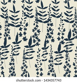  Floral vector seamless pattern. Simple stylized flowers and leaves background made with clipping mask for easy editing.