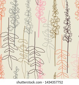  Floral vector seamless pattern. Simple stylized flowers and leaves background made with clipping mask for easy editing.