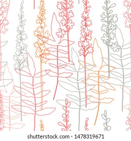  Floral vector seamless pattern. Simple stylized flowers and leaves background made with clipping mask for easy editing.