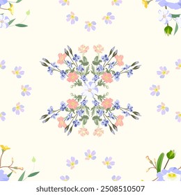Floral vector seamless pattern with small flowers, for fabric, paper design