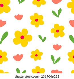 Floral vector seamless pattern. Summer pattern with beautiful bright flowers