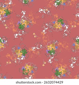 Floral vector seamless pattern for summer and texture, textile, fashion, scarf design. Colorful floral and enjoy. Scarf design.