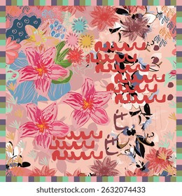 Floral vector seamless pattern for summer and texture, textile, fashion, scarf design. Colorful floral and enjoy. Scarf design.