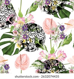 Floral vector seamless pattern for summer and texture, textile, fashion, scarf design. Colorful floral and enjoy. Scarf design.