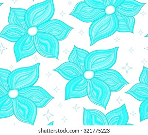 Floral vector seamless pattern with tender blue flowers. You can use any color of background