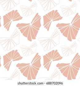 Floral vector seamless pattern with tropical leaves. Simple hand drawn leaves outlines in pastel colors.