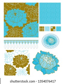 Floral Vector Seamless Patterns and Icons