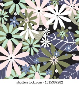 Floral Vector seamless repeat pattern perfect for stationary, home decor products, wall paper and wall decals, Greeting card backgrounds, scrapbook paper, quilting fabric and party items.