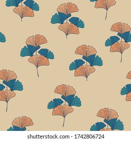 Floral vector seamless repeat pattern.Tropical foliage in bright vibtant colors.