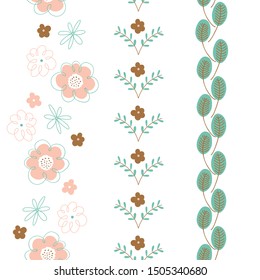 Floral Vector Seamless Vertical Borders Set