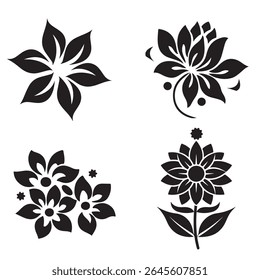 Floral vector set with decorative vintage elements and ornate swirl patterns