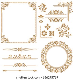 Floral vector Set. Floral elements for design of monograms, invitations, frames, menus, labels and websites. Graphic elements for design of catalogs and brochures of cafes, boutiques