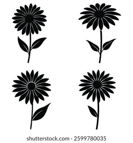 Floral vector set with icons and decorative flowers