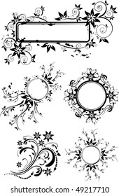 Floral vector set. Many decorative elements. Isolated on a white background. All parts (object) closed, possibility to edit.