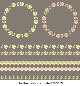 Floral vector set on grey background.