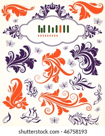 Floral vector set of vintage ornates