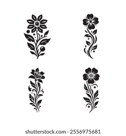 Floral vector silhouette art illustration bundle