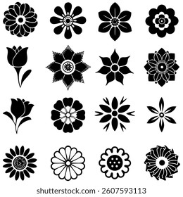 Floral Vector Silhouette Bundle With Isolated Background