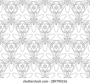 Floral vector silver ornament. Seamless abstract orient background