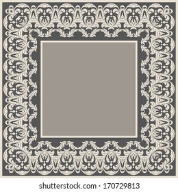 Floral vector square frame. Decorative element for invitations and cards.