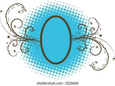 Floral vector with swirl, curvy vines and retro spots. For JPG version look for image 2356758.