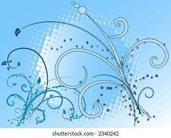 Floral vector with swirl and curvy vines.