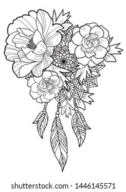Floral vector tattoo hand drawn design