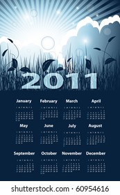floral vector template with 2011 year  calendar. Eps10