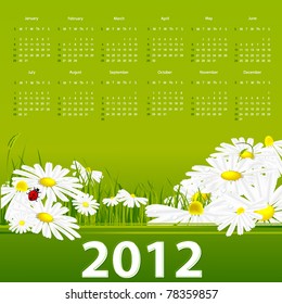 floral vector template with 2012 year  calendar