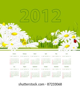 floral vector template with 2012 year  calendar