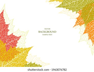 Floral vector template with autumn leaves. Plant print for poster, greeting card, cover, banner, invitation. Natural trendy design for holiday, business. Textured background. Autumn botanical art.