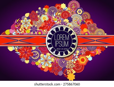 Floral Vector Template for Business Brochure, Report, Poster, Banner or Flyer Design. Colorful background.