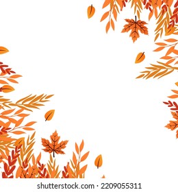 Floral vector template with leaves. Plant print for holiday poster, greeting card, cover, banner, invitation. Natural trendy design. Textured background. Autumn, fall botanical art.