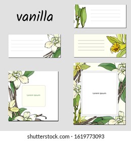 Floral vector templates for text, corporate identity, business cards, letters. Tropical ornament for business cards, advertising, posters, advertisements.