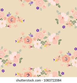 Floral vector texture. Seampless flowery pattern for fashion prints. Design for nature background, textile, wallpapers, wrapping, paper.