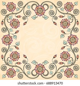 Floral vector vintage background illustration.