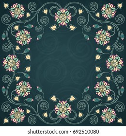 Floral vector vintage background illustration.