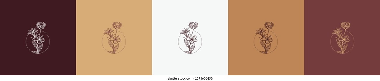 floral vector vintage nature feminine element shape for logo template graphic