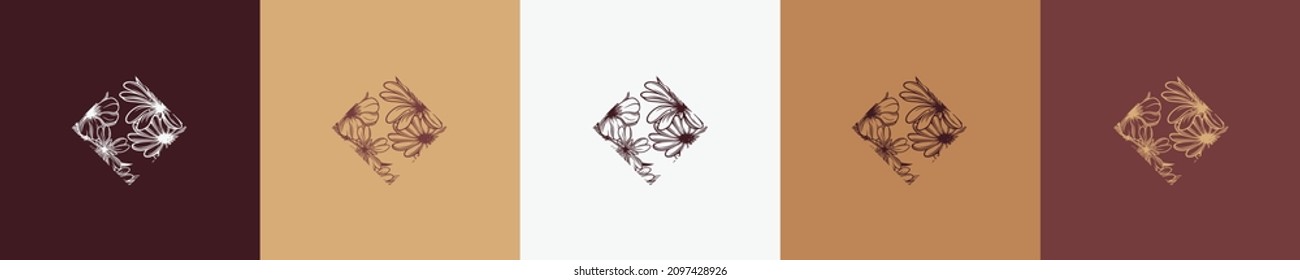 floral vector vintage nature feminine element shape for logo template graphic