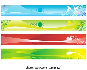 floral vector web 2.0 banner set 2, illustration