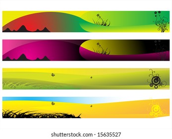floral vector web 2.0 banner set 4, illustration