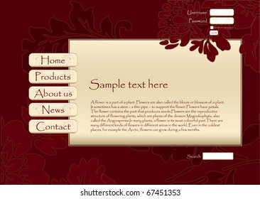 Floral vector web site design template