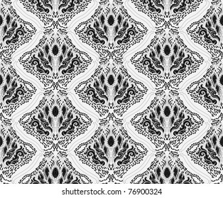 Floral vector white and black seamless royal ornament