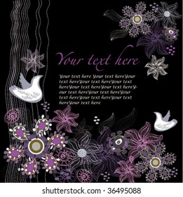  floral vektor black Greeting Card