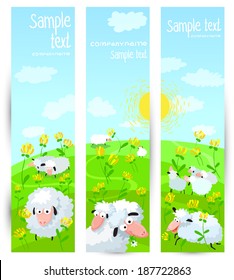 Floral vertical banners set with sheep