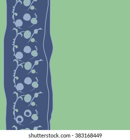 Floral vertical pattern, doodles,bagels, branches, leaves, seamless, copy space . Hand drawn.
